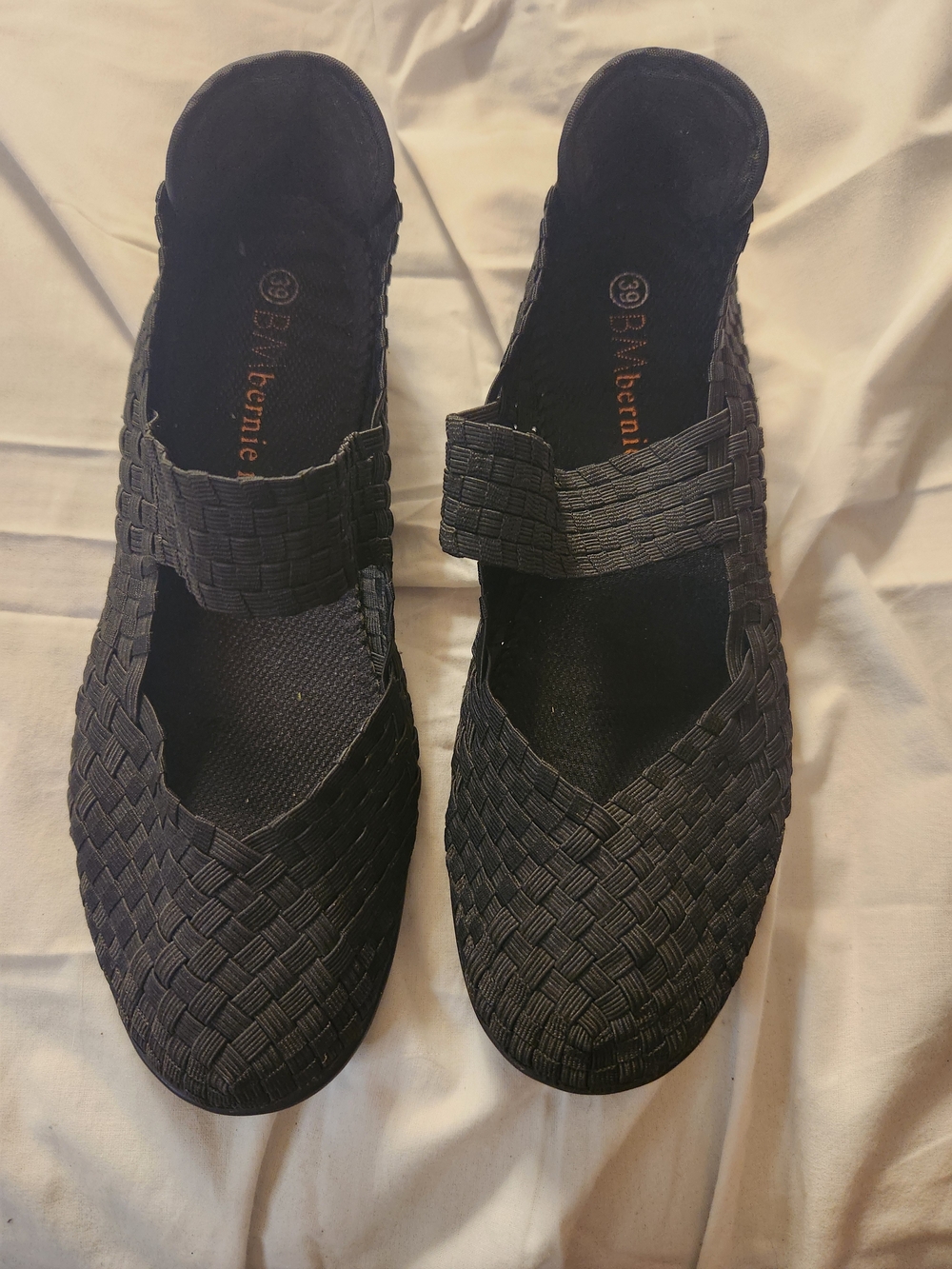 bernie mev. Black Woven Mary Jane Mules Size 8 EU 39